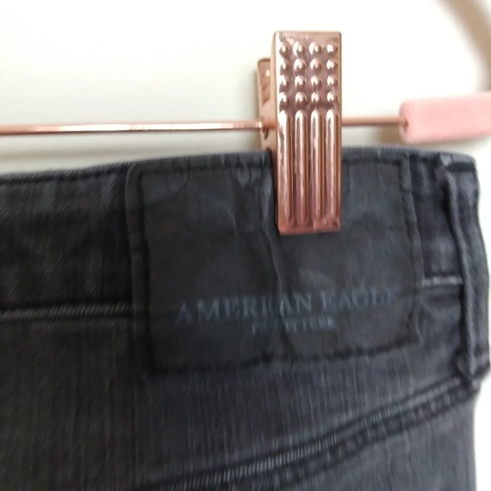 American Eagle Men's Black Heavily Distressed Destroyed Skinny Jeans Size 33x32